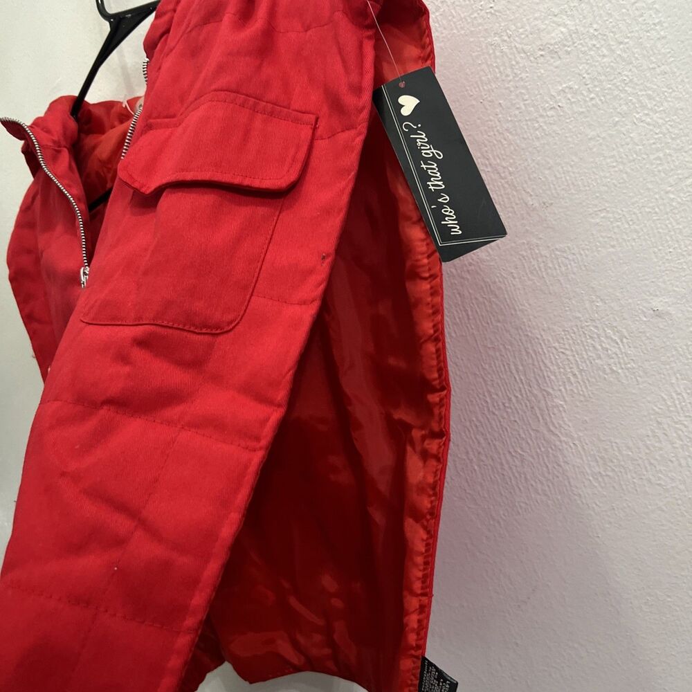 Who’s That Girl Vest Jacket Lined 2XL Red Zip Up - Picture 9 of 10